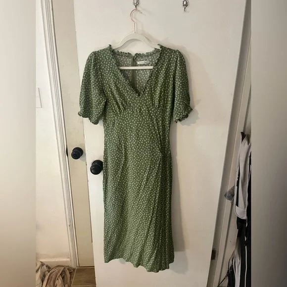 Reformation Green Floral Midi Dress